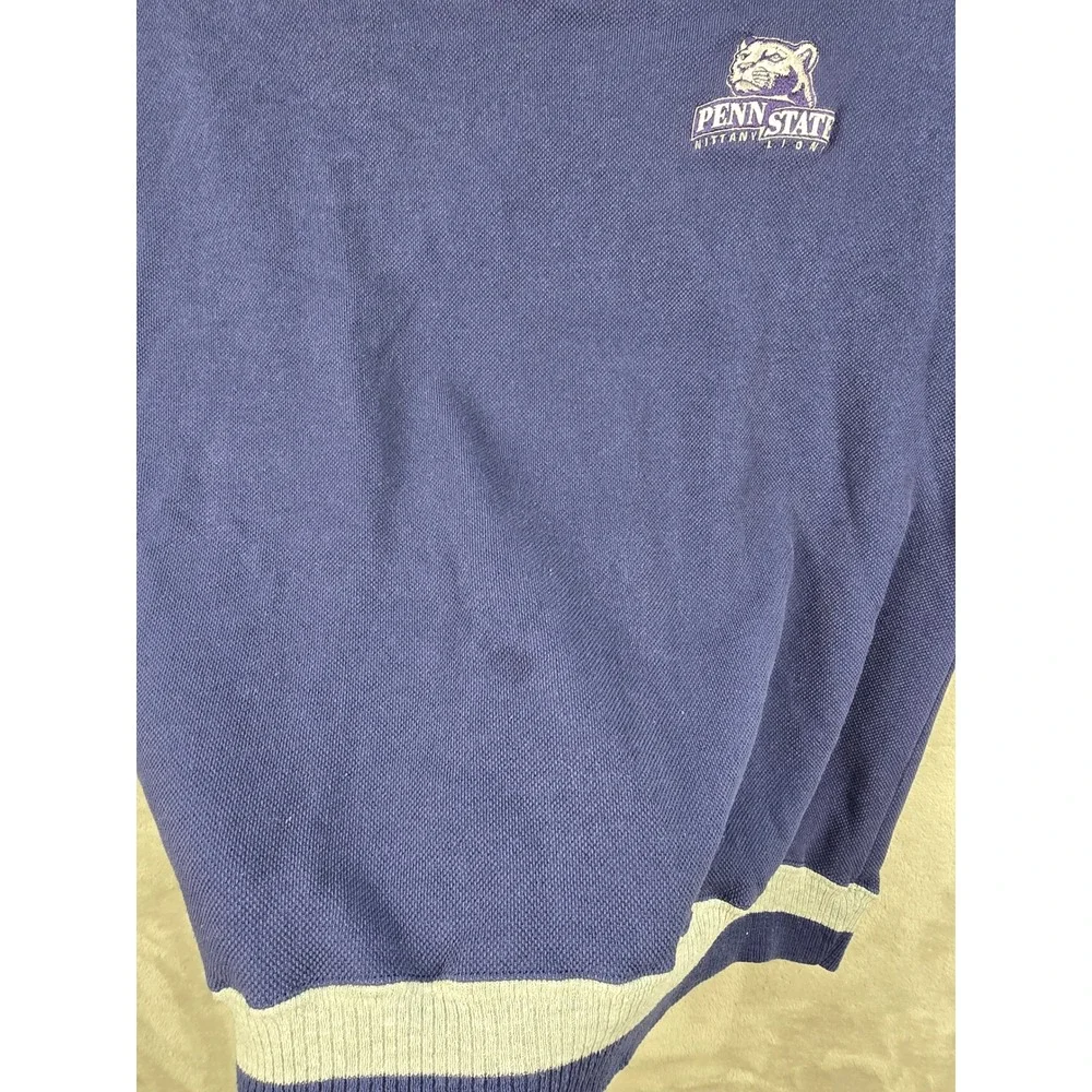 Vintage Penn State V-Neck Pique Sweater Men XL Fit L Blue Nittany Lions USA Made